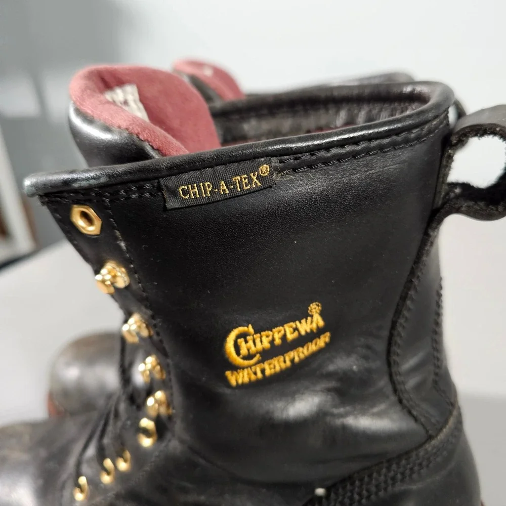 Chippewa Work Boots Mens 9 M Black Waterproof Thinsulate Vibram 73050 Steel Toe